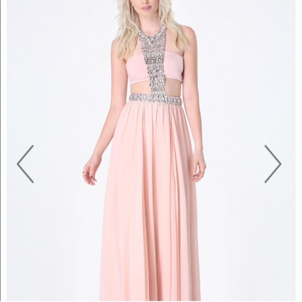 Bebe bandeau jeweled gown